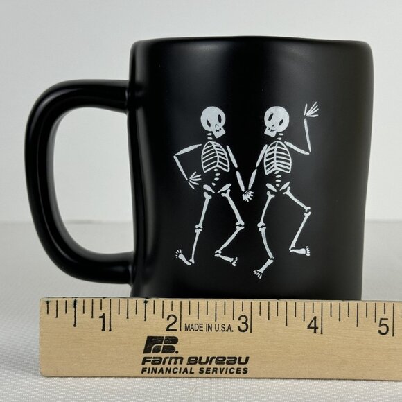 Rae Dunn "Spooky" Halloween Coffee Mug With Dancing Skeletons Matte Black - Picture 8 of 9